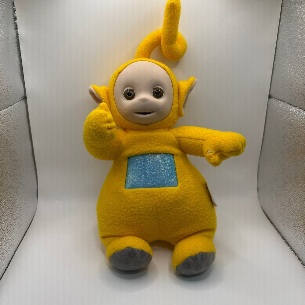 Vintage 1998 Playskool Teletubbies Laa-Laa Yellow Plush Glitter Screen 15" WORKS